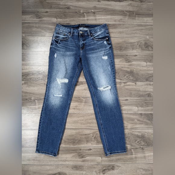 Silver Jeans Denim - Silver Boyfriend Distressed Jeans Size 31/29 Dark Wash